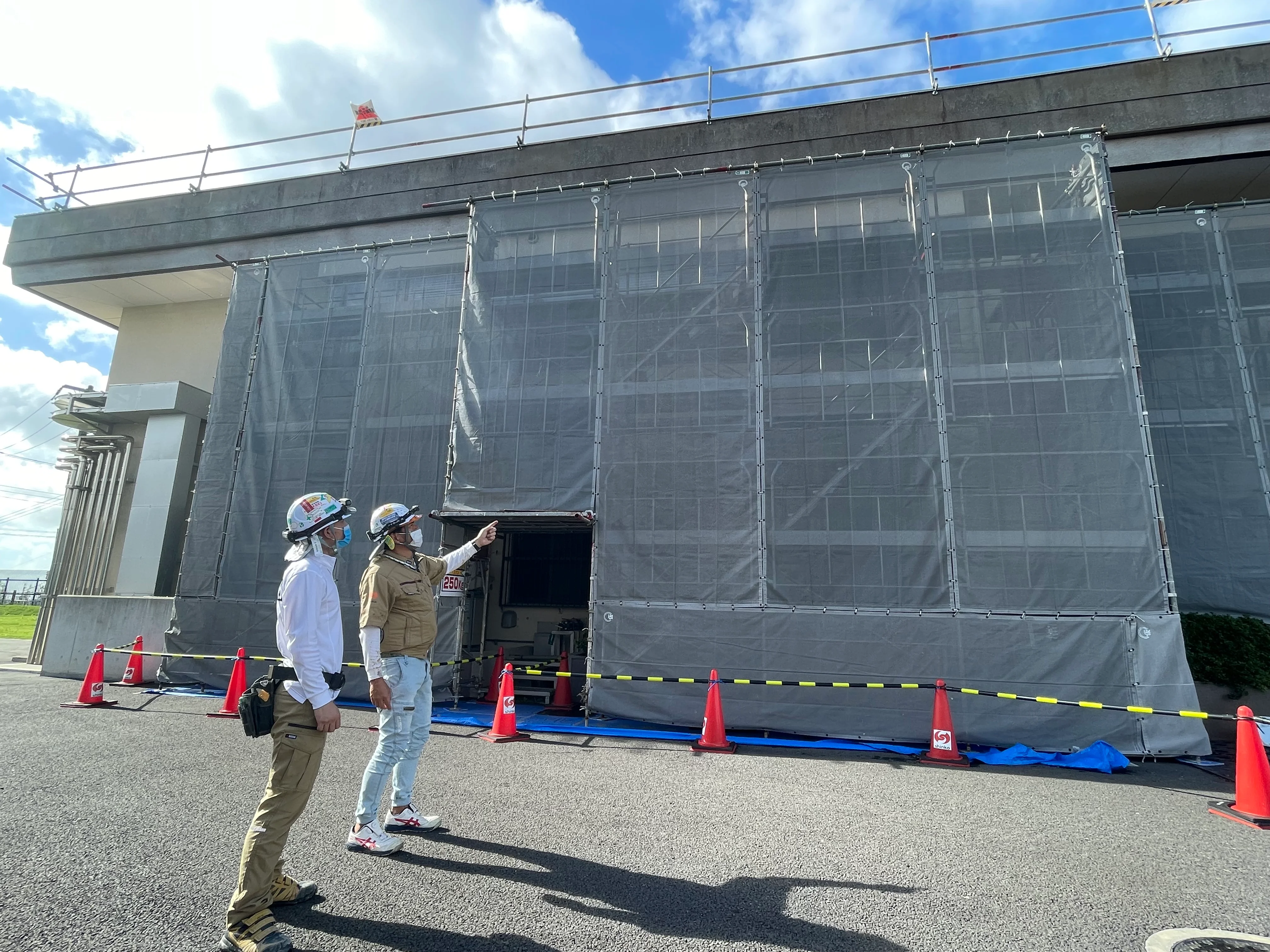 配水所屋上防水改修工事 施工中